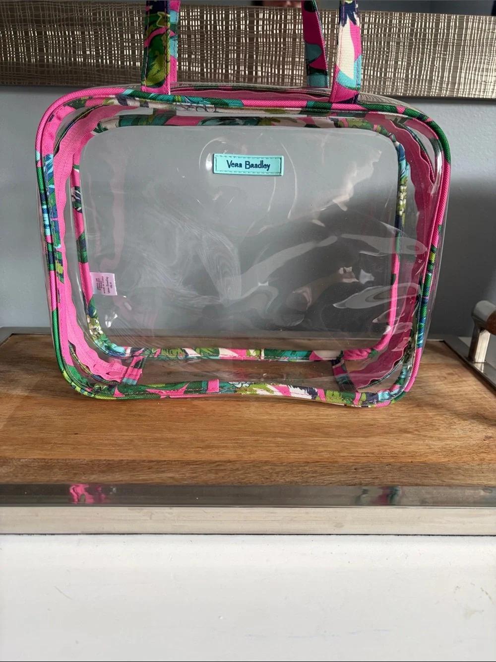 Vera Bradley Pink & Green Floral Quilted Cosmetic Travel Bag Set